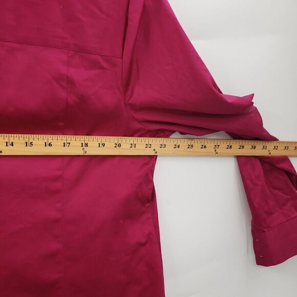 Lane Bryant 18 Purple Button Up Blouse Womens Plus Cotton Blend Stretch Top - Picture 7 of 10